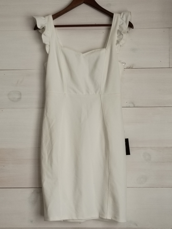 Lulus Dresses & Skirts - Lulus White Ruffle Sleeve Bodycon Mini Dress Size Medium - Flaw (Fixable)